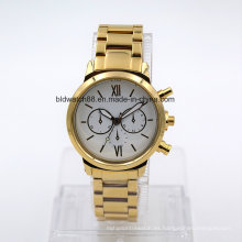 Reloj de pulsera de acero inoxidable de los hombres impermeables 5ATM (oro)